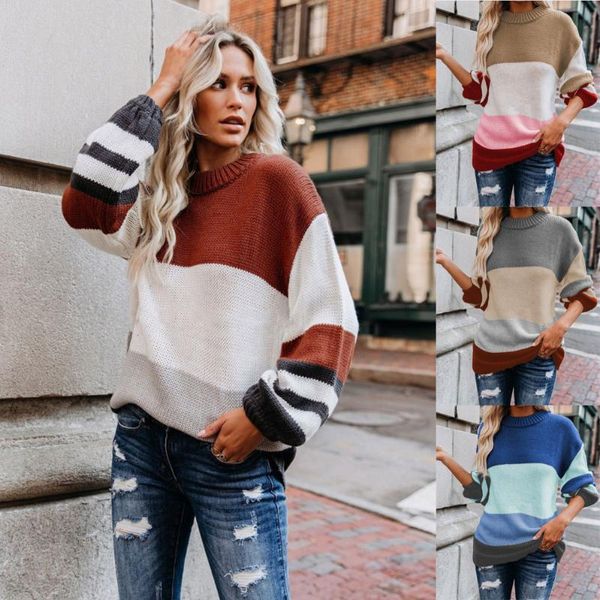 women's sweaters 2021 round neck striped patchwork sleeve knit sweater women loose pullover fall and pullovers fashion ns4867, White;black
women's sweaters 2021 round neck striped patchwork sleeve knit sweater women loose pullover fall and pullovers fashion ns4867, White;black