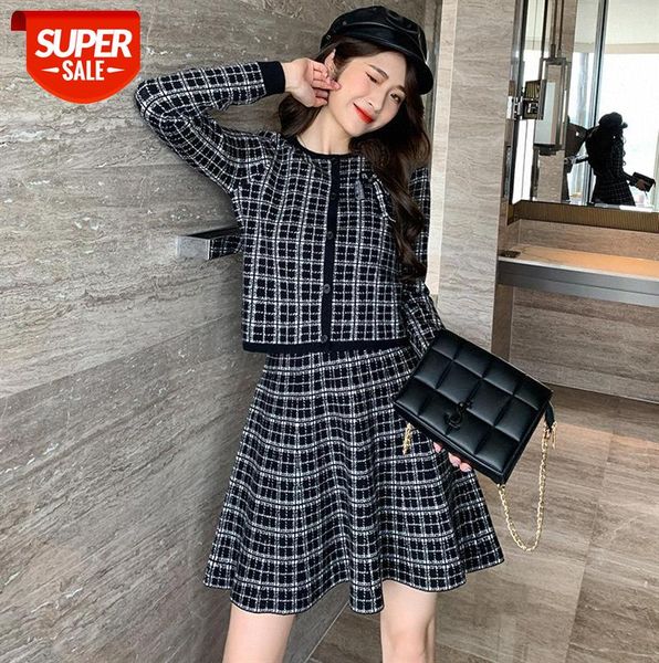 fashionable women's small fragrance style ladies plaid knitted cardigan vest skirt two-piece suit trend #gu19, Black;gray
fashionable women's small fragrance style ladies plaid knitted cardigan vest skirt two-piece suit trend #gu19, Black;gray