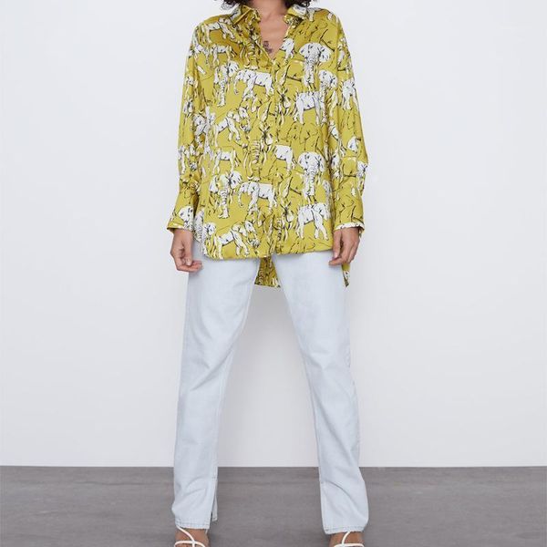 women's blouses & shirts spring shirt women irregular long sleeve button up oversized turn down collar and blouse yellow elephant, White
women's blouses & shirts spring shirt women irregular long sleeve button up oversized turn down collar and blouse yellow elephant, White