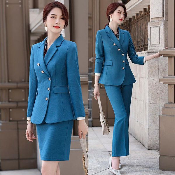 women blue suit elegant business formal wear for office ladies slim fit blazer pant 2 piece jacket trousers 2021 autumn women's two pan, White
women blue suit elegant business formal wear for office ladies slim fit blazer pant 2 piece jacket trousers 2021 autumn women's two pan, White