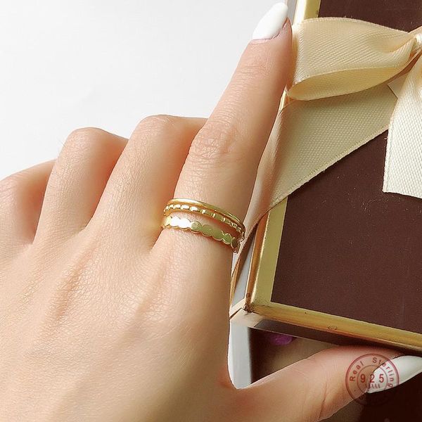 cluster rings 925 sterling silver minimalist style gold multi-layer open ring adjustable friendship gift party wedding jewelry accessories, Golden;silver
cluster rings 925 sterling silver minimalist style gold multi-layer open ring adjustable friendship gift party wedding jewelry accessories, Golden;silver