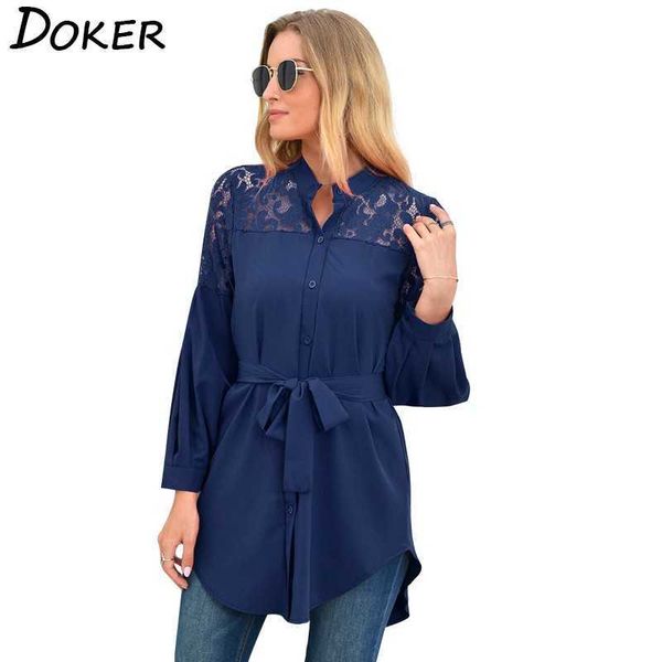 womens and blouses autumn stand collar long sleeve casual with belt office elegant ladies shirts plus size blouse 210603, White
womens and blouses autumn stand collar long sleeve casual with belt office elegant ladies shirts plus size blouse 210603, White