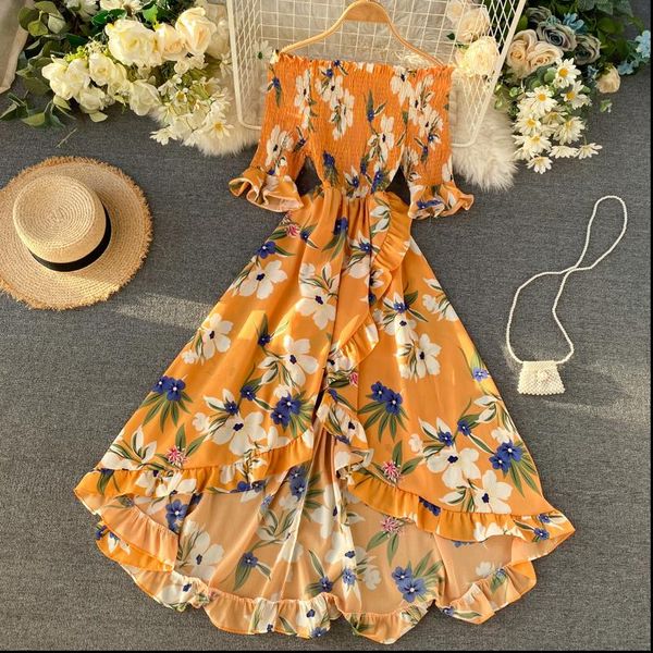 boho vintage ruffles floral women dresses print split off shoulder summer maxi long party irregular beach holiday, Black;gray
boho vintage ruffles floral women dresses print split off shoulder summer maxi long party irregular beach holiday, Black;gray
