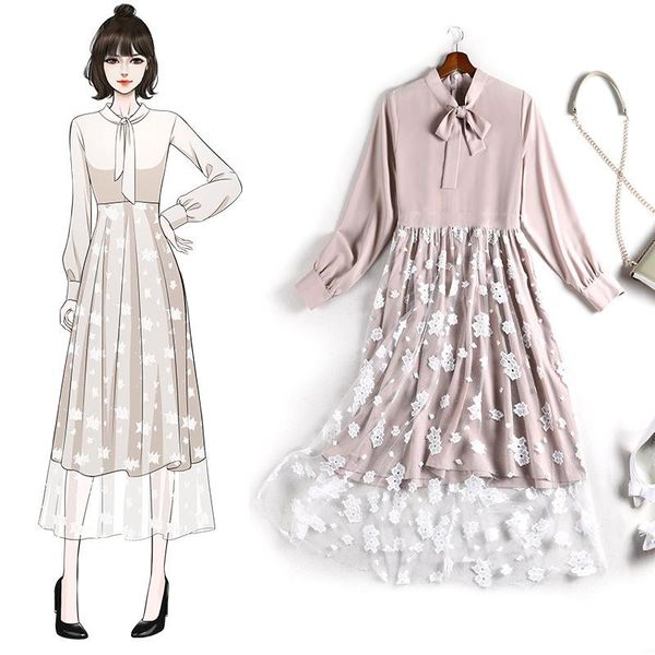 casual dresses 4xl 5xl spring autumn female mesh patchwork ol elegant dress 2021 women bow collar long sleeve plus size midi jc76, Black;gray
casual dresses 4xl 5xl spring autumn female mesh patchwork ol elegant dress 2021 women bow collar long sleeve plus size midi jc76, Black;gray