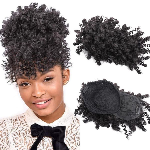 synthetic wigs drawstring ponytail with bang afro puff kinky curly hair clip in pony tail african american, Black
synthetic wigs drawstring ponytail with bang afro puff kinky curly hair clip in pony tail african american, Black