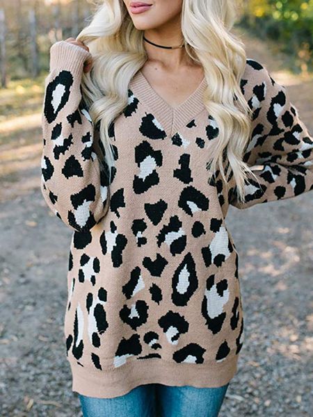 fashion sweater autumn and winter 2021 t-shirt large three color leopard jacquard v-neck for women, White;black
fashion sweater autumn and winter 2021 t-shirt large three color leopard jacquard v-neck for women, White;black
