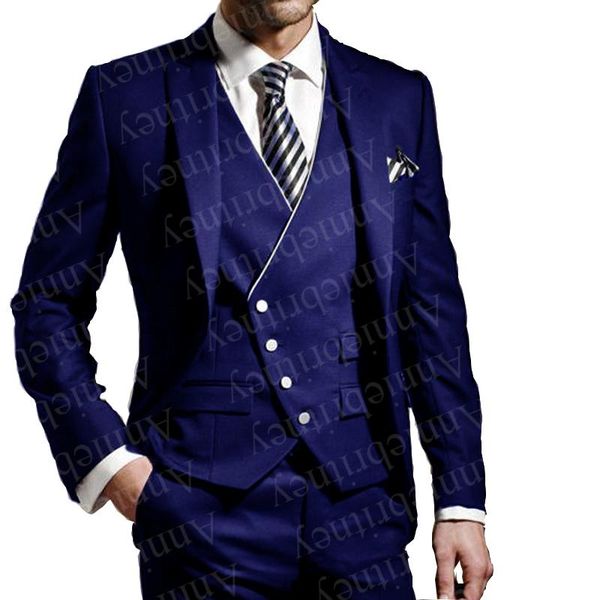men's suits & blazers arrival casual men blue 3 piece jacket with pants vest fashion male blazer slim fit bespoke wedding groom tuxedo, White;black
men's suits & blazers arrival casual men blue 3 piece jacket with pants vest fashion male blazer slim fit bespoke wedding groom tuxedo, White;black