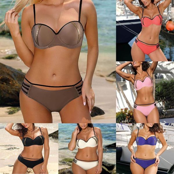women's swimwear swimsuit solid color push up bikini set women padded bordered bikinis summer bathing suit maillot de bain femme, White;black
women's swimwear swimsuit solid color push up bikini set women padded bordered bikinis summer bathing suit maillot de bain femme, White;black