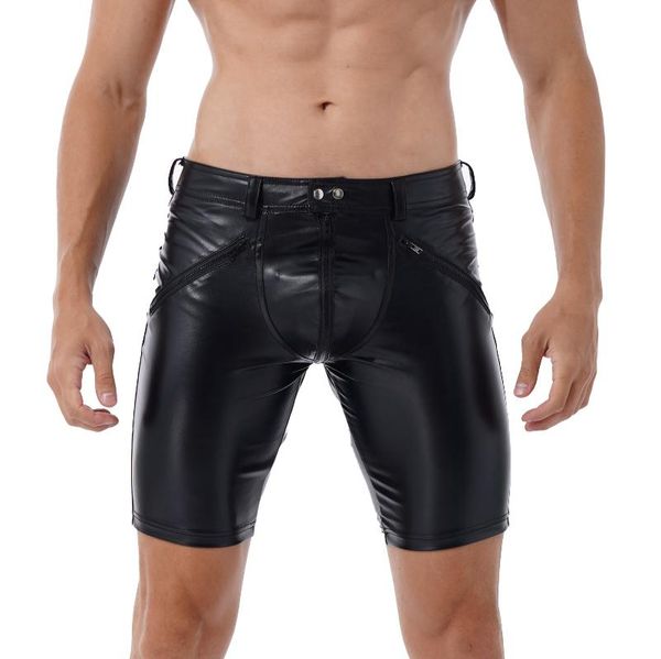 men's shorts men soft leather middle black pants full zipper front button snap closure workout gym, White;black
men's shorts men soft leather middle black pants full zipper front button snap closure workout gym, White;black