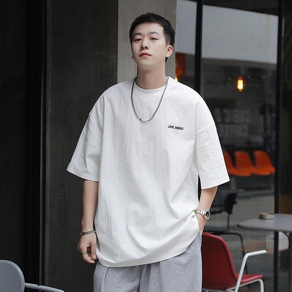 shirt 2021 summer fresh simple style solid round neck versatile short sleeve t-shirt men's five color chest letter embroidery t-shirts, White;black
shirt 2021 summer fresh simple style solid round neck versatile short sleeve t-shirt men's five color chest letter embroidery t-shirts, White;black