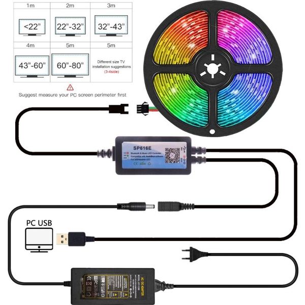 strips ws2812b led strip diy ambilight pc tv dream screen light usb computer monitor backlight sp616e bluetooth&music controller set
strips ws2812b led strip diy ambilight pc tv dream screen light usb computer monitor backlight sp616e bluetooth&music controller set