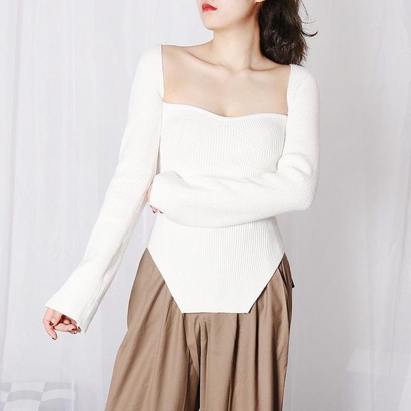 women's sweaters winter knitted sweater big elastic crop off-the-shoulder solid square neck blouse pullover, White;black
women's sweaters winter knitted sweater big elastic crop off-the-shoulder solid square neck blouse pullover, White;black
