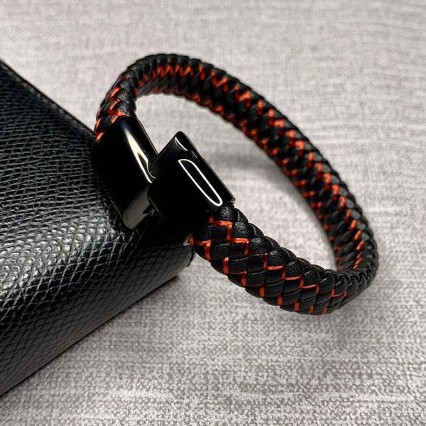 charm bracelets men's black woven leather bracelet cool punk stainless steel magnetic buckle fashion gift jl0013, Golden;silver
charm bracelets men's black woven leather bracelet cool punk stainless steel magnetic buckle fashion gift jl0013, Golden;silver
