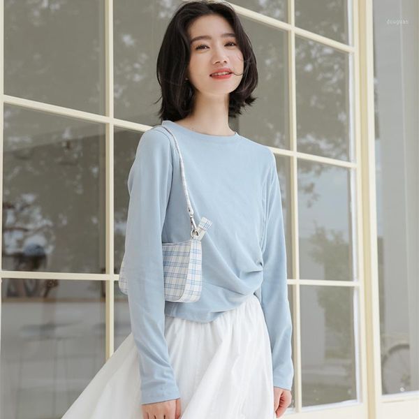 women's t-shirt 2021 autumn solid color o-neck side twisted long sleeve japanese ladies ulzzang korean harajuku, White
women's t-shirt 2021 autumn solid color o-neck side twisted long sleeve japanese ladies ulzzang korean harajuku, White