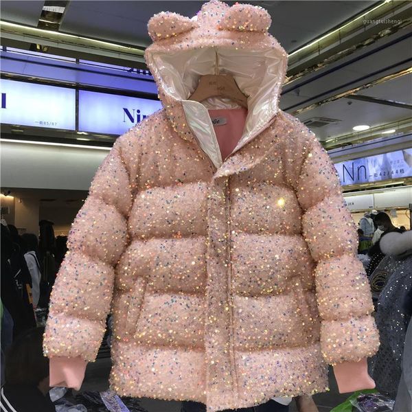 women's down & parkas 2021 winter coat women student cute japanese kawaii hooded sequins thick bread cotton jacket my399, Black
women's down & parkas 2021 winter coat women student cute japanese kawaii hooded sequins thick bread cotton jacket my399, Black