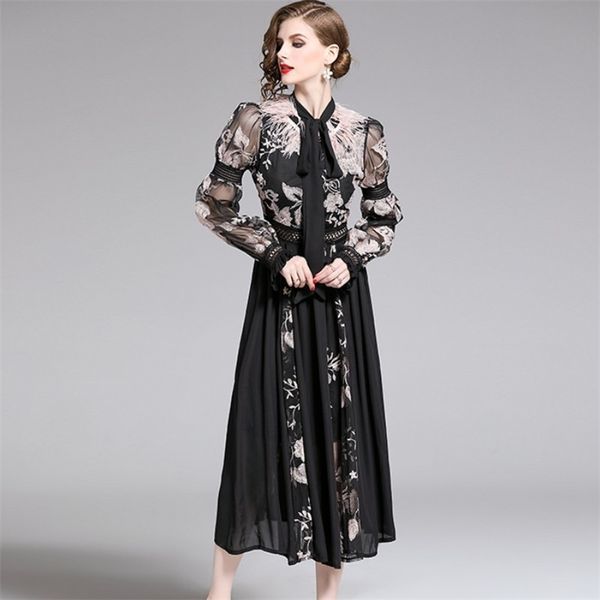 bow flower embroidery women waist slim dress vestidos vintage spring elegant fashion robe 210519, Black;gray
bow flower embroidery women waist slim dress vestidos vintage spring elegant fashion robe 210519, Black;gray