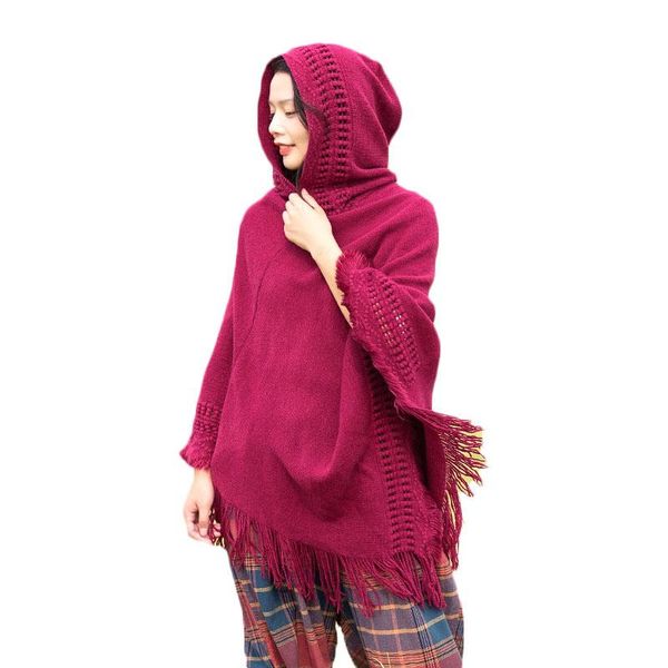scarves wsyore autumn and winter women travel hooded shawl knitted tassel cloak female loose knit ns2835, Blue;gray
scarves wsyore autumn and winter women travel hooded shawl knitted tassel cloak female loose knit ns2835, Blue;gray