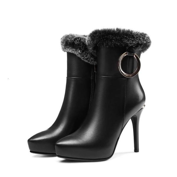 boots asumer fashion genuine leather boots super high stiletto heels ankle for women fur platform zipper winter1 dgve, Black 
boots asumer fashion genuine leather boots super high stiletto heels ankle for women fur platform zipper winter1 dgve, Black