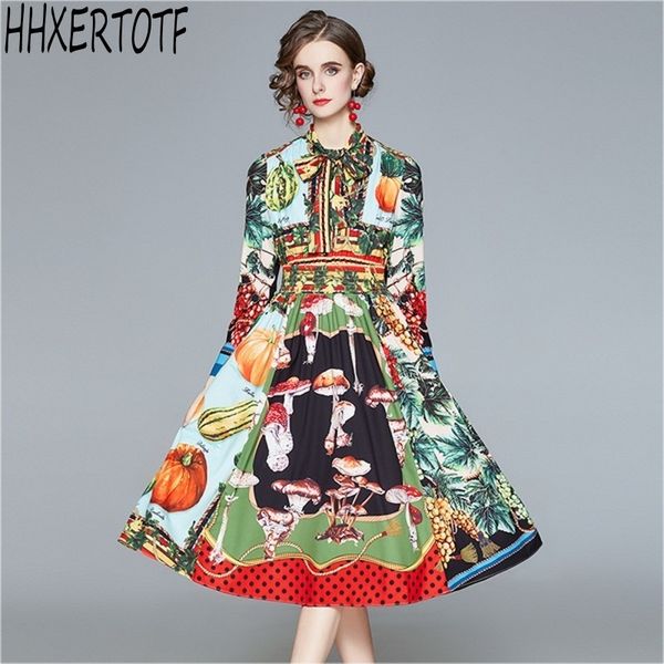 spring fashion elegant women fruit vegetable printing long sleeve bow collar elastic waist vintage casual dress 210531, Black;gray
spring fashion elegant women fruit vegetable printing long sleeve bow collar elastic waist vintage casual dress 210531, Black;gray