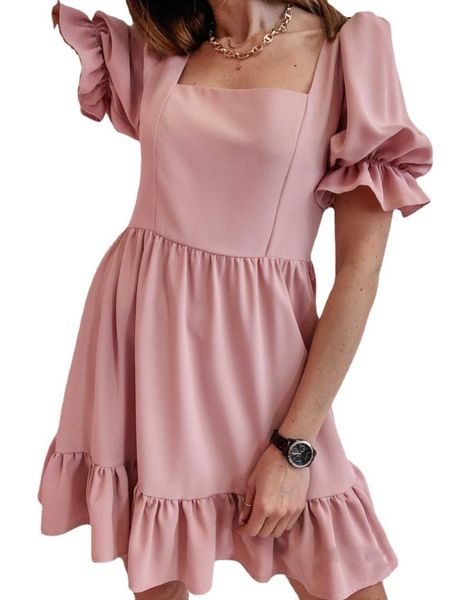 casual dresses summer clothes for women puff short sleeve solid square collar patchwork ruffles loose dress elegant mini vestidos, Black;gray
casual dresses summer clothes for women puff short sleeve solid square collar patchwork ruffles loose dress elegant mini vestidos, Black;gray
