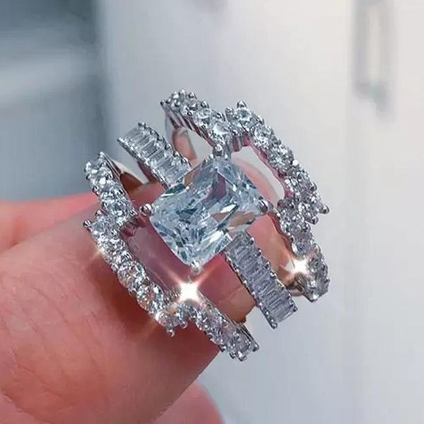 wedding rings luxury female white zircon stone ring set charm silver color thin for women dainty crystal square engagement, Slivery;golden
wedding rings luxury female white zircon stone ring set charm silver color thin for women dainty crystal square engagement, Slivery;golden