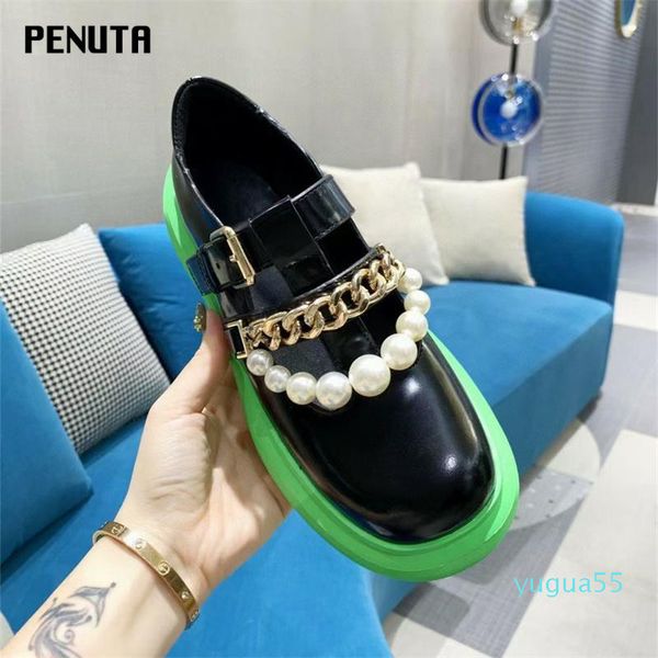 dress shoes females genuine leather thick bottom loafers metal chain ladies retro platform casual comfortable footwear with buckle, Black
dress shoes females genuine leather thick bottom loafers metal chain ladies retro platform casual comfortable footwear with buckle, Black
