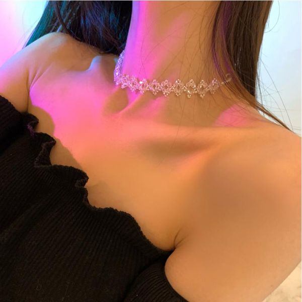 chains modern jewelry fashion glass beads necklace design sparkling choker for women girl gifts, Silver
chains modern jewelry fashion glass beads necklace design sparkling choker for women girl gifts, Silver