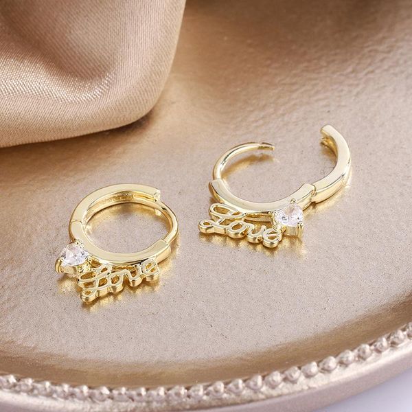 hoop & huggie woman earring with love letter zircon delicate gold color earing ear accessories women jewelry korean gifts kce025, Golden;silver
hoop & huggie woman earring with love letter zircon delicate gold color earing ear accessories women jewelry korean gifts kce025, Golden;silver