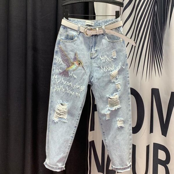 women's jeans hole women 2021 summer fashion high waist ankle length printed harem pants plus size, Blue
women's jeans hole women 2021 summer fashion high waist ankle length printed harem pants plus size, Blue