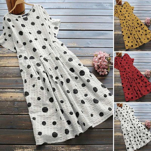 casual dresses summer printed vestidos women dress beach baggy short sleeve midi sundress polka dot pockets o-neck robe femme plus si, Black;gray
casual dresses summer printed vestidos women dress beach baggy short sleeve midi sundress polka dot pockets o-neck robe femme plus si, Black;gray