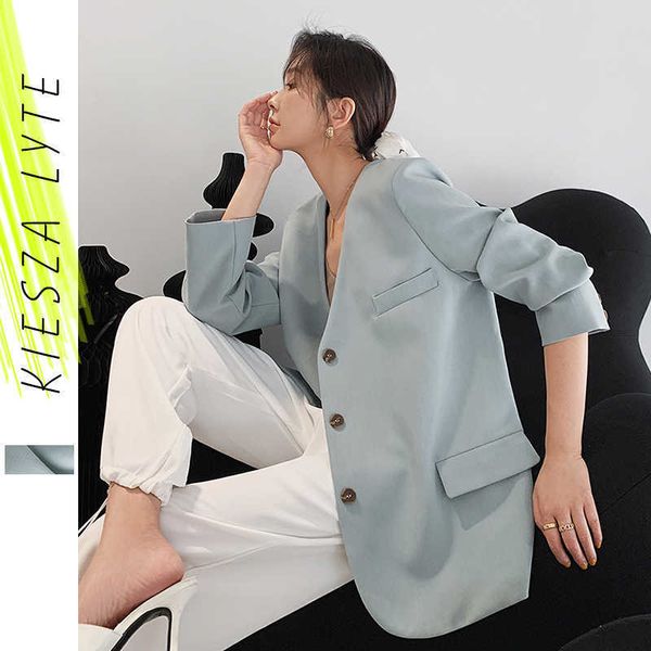 women blazer autumn casual chic single breasted long sleeve thin morandi blue blazers ladies suit jackets femme outerwear 210608, White;black
women blazer autumn casual chic single breasted long sleeve thin morandi blue blazers ladies suit jackets femme outerwear 210608, White;black