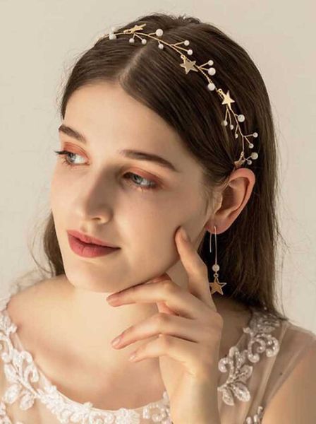 Wedding Earrings Headband Jewelry Set Gold Bohemian Headpiece Crystal Pearl Hair Vine Star Halo Bridal Hair Accessories
Wedding Earrings Headband Jewelry Set Gold Bohemian Headpiece Crystal Pearl Hair Vine Star Halo Bridal Hair Accessories