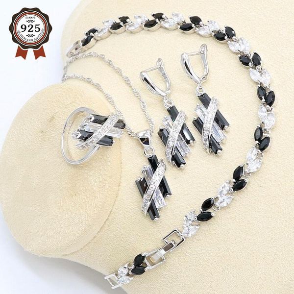 wedding jewelry sets black white zircon 925 silver bridal set for women bracelet earring necklace pendant ring gift box, Slivery;golden
wedding jewelry sets black white zircon 925 silver bridal set for women bracelet earring necklace pendant ring gift box, Slivery;golden