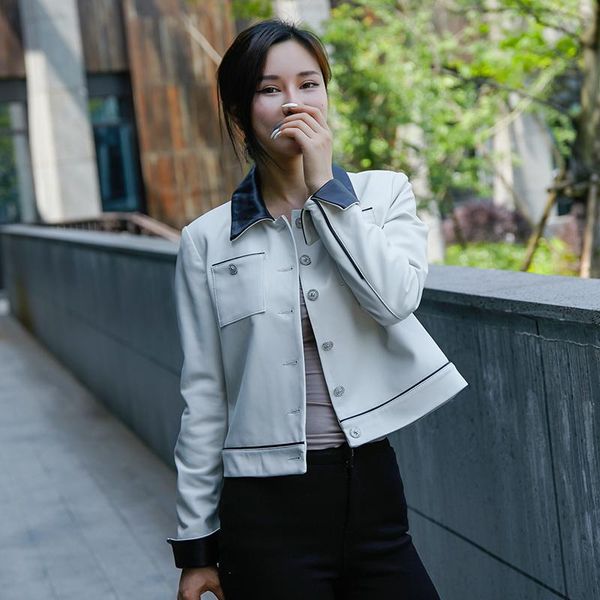 women's leather & faux spring 100% jacket women fashion real sheepskin coat korean style button woman autumn clothes jaqueta feminina w, Black
women's leather & faux spring 100% jacket women fashion real sheepskin coat korean style button woman autumn clothes jaqueta feminina w, Black