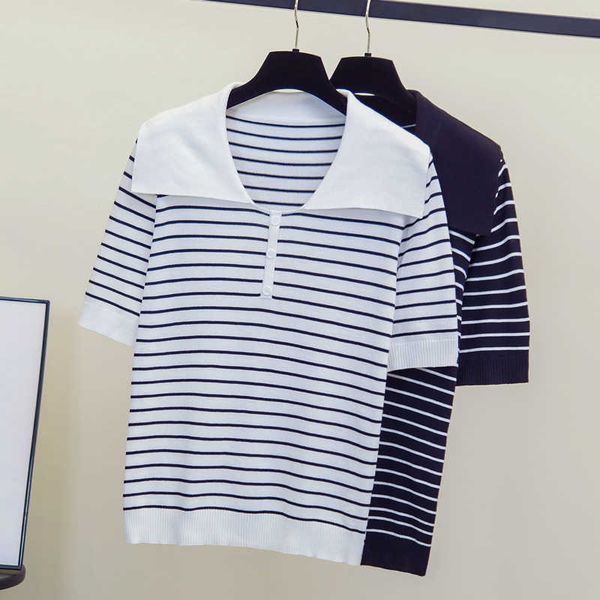 plus size -4xl knitted women v-neck sweater pullovers thin summer basic women striped sweaters pullover slim female 210604, White;black
plus size -4xl knitted women v-neck sweater pullovers thin summer basic women striped sweaters pullover slim female 210604, White;black