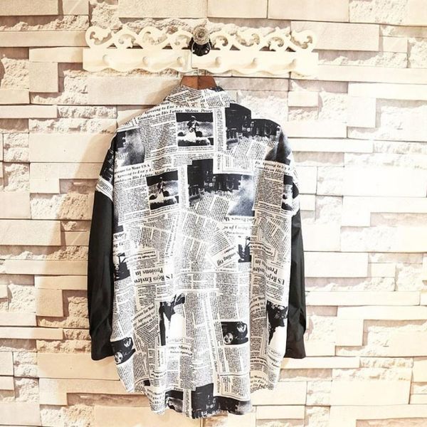 men's casual shirts personality designer necktie patchwork printed black white mens loose fit long sleeve lapel autumn men shirt, White;black
men's casual shirts personality designer necktie patchwork printed black white mens loose fit long sleeve lapel autumn men shirt, White;black