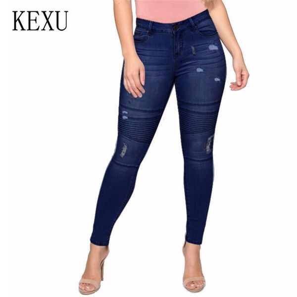 women mom jeans casual skinny plus size boyfriend denim pants women's, Blue
