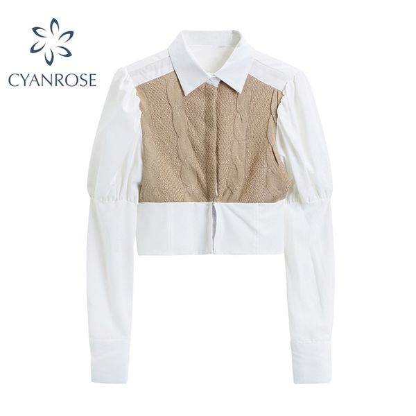 spring fitting crop blouse women patchwork twist knit lapel single breasted elegant long sleeve korean short shirt 210515, White
spring fitting crop blouse women patchwork twist knit lapel single breasted elegant long sleeve korean short shirt 210515, White