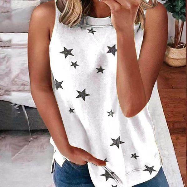 women's t-shirt star print sleeveless t shirt women o neck casual graphic tee loose tees summer beach tshirts, White
women's t-shirt star print sleeveless t shirt women o neck casual graphic tee loose tees summer beach tshirts, White