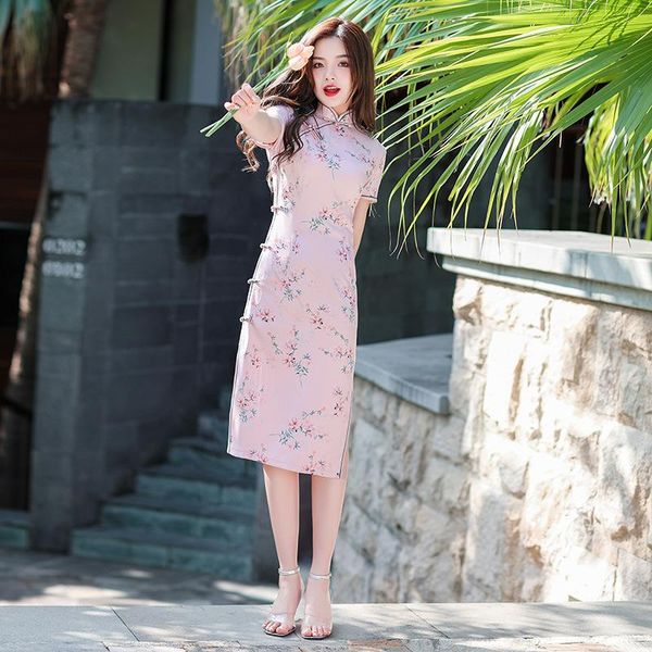 ethnic clothing flower printed pink green satin qipao traditional chinese women short sleeve dress daily knee-length cheongsam, Red
ethnic clothing flower printed pink green satin qipao traditional chinese women short sleeve dress daily knee-length cheongsam, Red