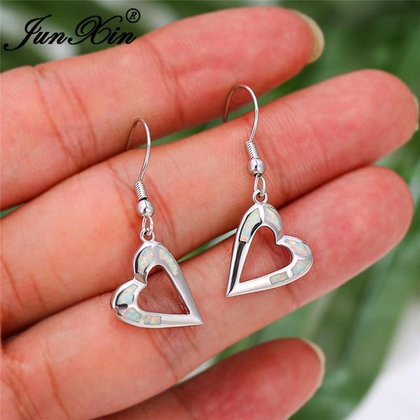 female big heart drop earrings boho white blue fire opal for women bride cute gold wedding long dangle & chandelier, Silver
female big heart drop earrings boho white blue fire opal for women bride cute gold wedding long dangle & chandelier, Silver