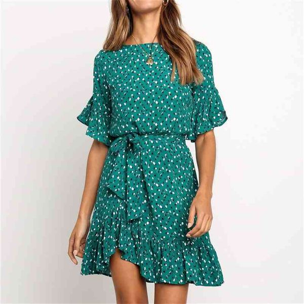 ruffles floral print dress women summer short sleeve o-neck sashes dress ladies mini boho beach sundresses 210331, Black;gray
ruffles floral print dress women summer short sleeve o-neck sashes dress ladies mini boho beach sundresses 210331, Black;gray