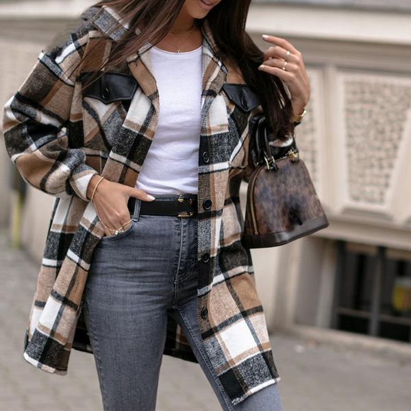 women's jackets women vintage brushed plaid outwear autumn winter long sleeve flannel lapel button pocketed loose jacket casual coats s, Black;brown
women's jackets women vintage brushed plaid outwear autumn winter long sleeve flannel lapel button pocketed loose jacket casual coats s, Black;brown