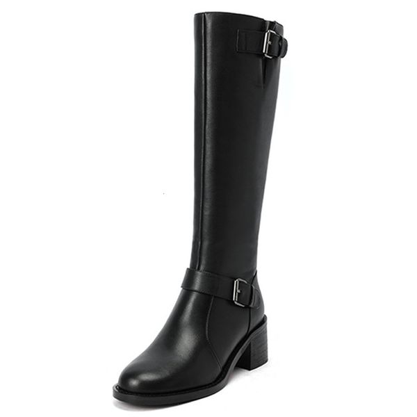 the higher quality of genuine leather knee high square heels cool riding boots fashion women shoes, Black
the higher quality of genuine leather knee high square heels cool riding boots fashion women shoes, Black