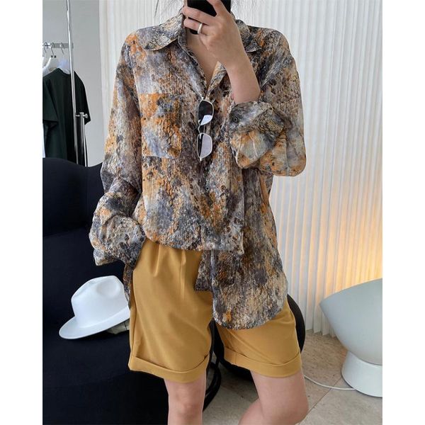 women's polos summer europe and america fashionable lazy retro printed lapel shirt drape shape loose thin sunscreen top, White
women's polos summer europe and america fashionable lazy retro printed lapel shirt drape shape loose thin sunscreen top, White