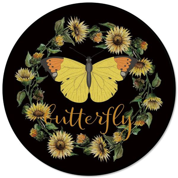 carpets butterfly sunflower wreath black round rug for living room bedroom non-slip chair floor mats kid doormat
carpets butterfly sunflower wreath black round rug for living room bedroom non-slip chair floor mats kid doormat