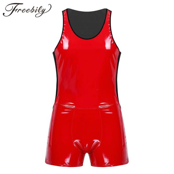mens wetlook patent leather one-piece color block u neck sleeveless backless skin-tight short leotard bodysuit jumpsuit clubwear suits
mens wetlook patent leather one-piece color block u neck sleeveless backless skin-tight short leotard bodysuit jumpsuit clubwear suits