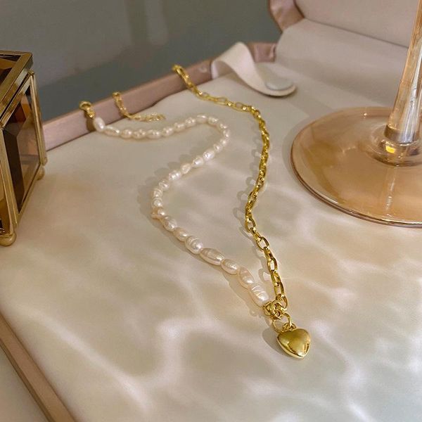 chokers korea trend baroque natural freshwater pearl necklace women elegant contracted heart shape pendant clavicle chain jewelry gift, Golden;silver
chokers korea trend baroque natural freshwater pearl necklace women elegant contracted heart shape pendant clavicle chain jewelry gift, Golden;silver