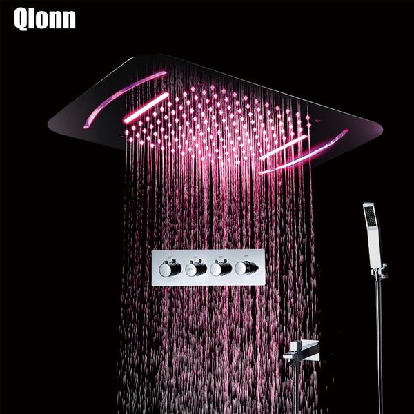 580*380mm bathroom led strip rectangle polished rainfall waterfall shower head thermostatic faucet mixer embedded ceiling mounte sets
580*380mm bathroom led strip rectangle polished rainfall waterfall shower head thermostatic faucet mixer embedded ceiling mounte sets