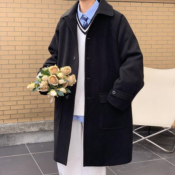men's wool & blends winter casual woolen coat long-sleeved mid-length oversize windbreaker korean warm lapel jacket retro trendy male c, Black
men's wool & blends winter casual woolen coat long-sleeved mid-length oversize windbreaker korean warm lapel jacket retro trendy male c, Black